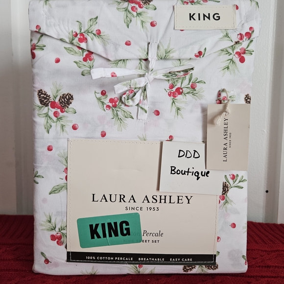 Laura Ashley White and Red Floral Bedding Sheets